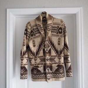 Rare! Ralph Lauren Blue Label Aztec Print Navajo Men's Cardigan Sweater Size M